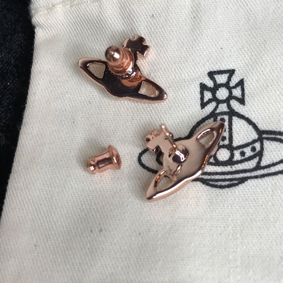 Vivienne Westwood Rose Gold Orb Logo Earrings Stud - Picture 2 of 5